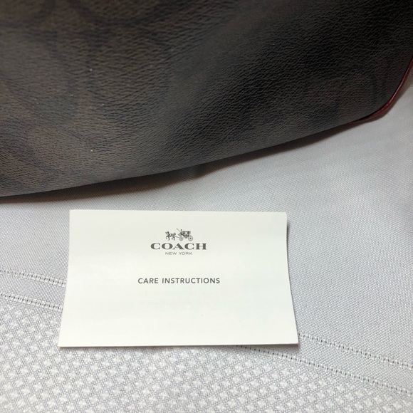 NWT COACH PURSE. Brown with red accents. Gold hardware. Medium size. - Picture 6 of 12